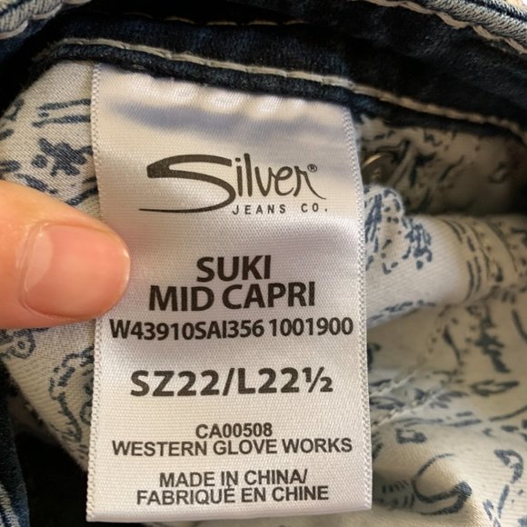 Silver Jeans Suki Mid Capri Womens Jeans Tag 22 Blue W42xL24 Stretch Denim - Picture 7 of 12